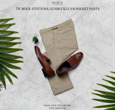 กางเกงลายทาง สีครีม Beige Chalk Stripes Pleated Buckle Pants 15 กางเกงลายทาง สีครีม Beige Chalk Stripes Pleated Buckle Pants