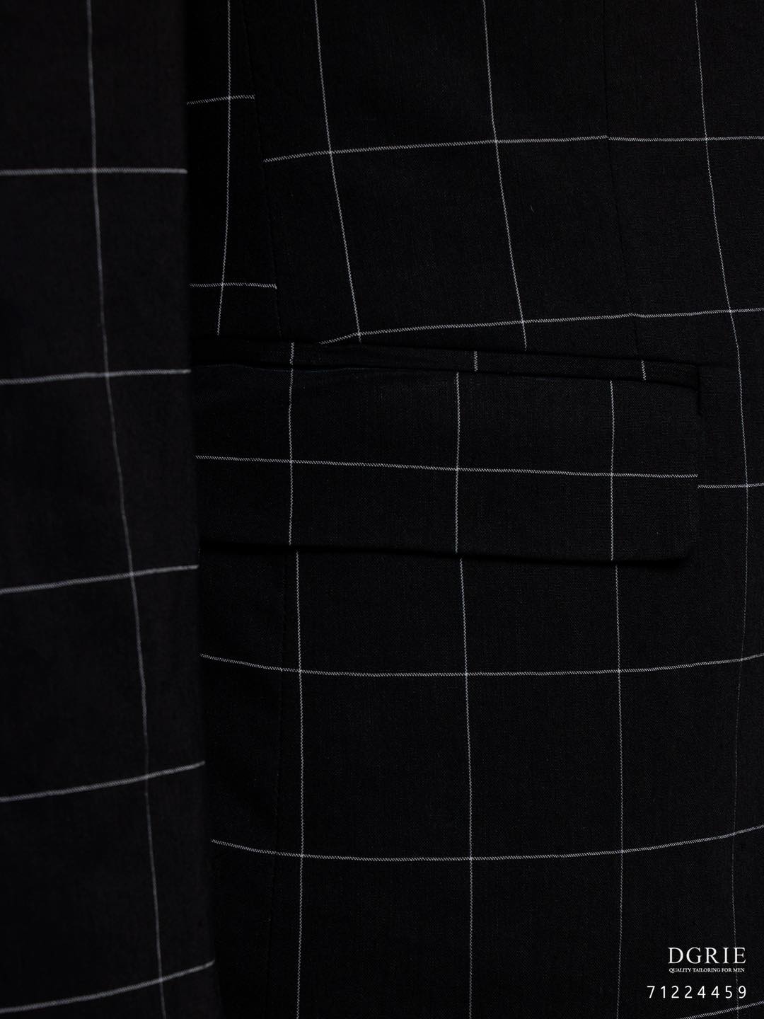 เสื้อสูทสีดำ ตาราง Black W/B Windowpane Wool Cotton Jacket - DGRIE