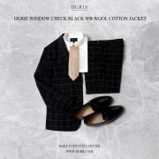 เสื้อสูทสีดำ ตาราง Black W/B Windowpane Wool Cotton Jacket - DGRIE
