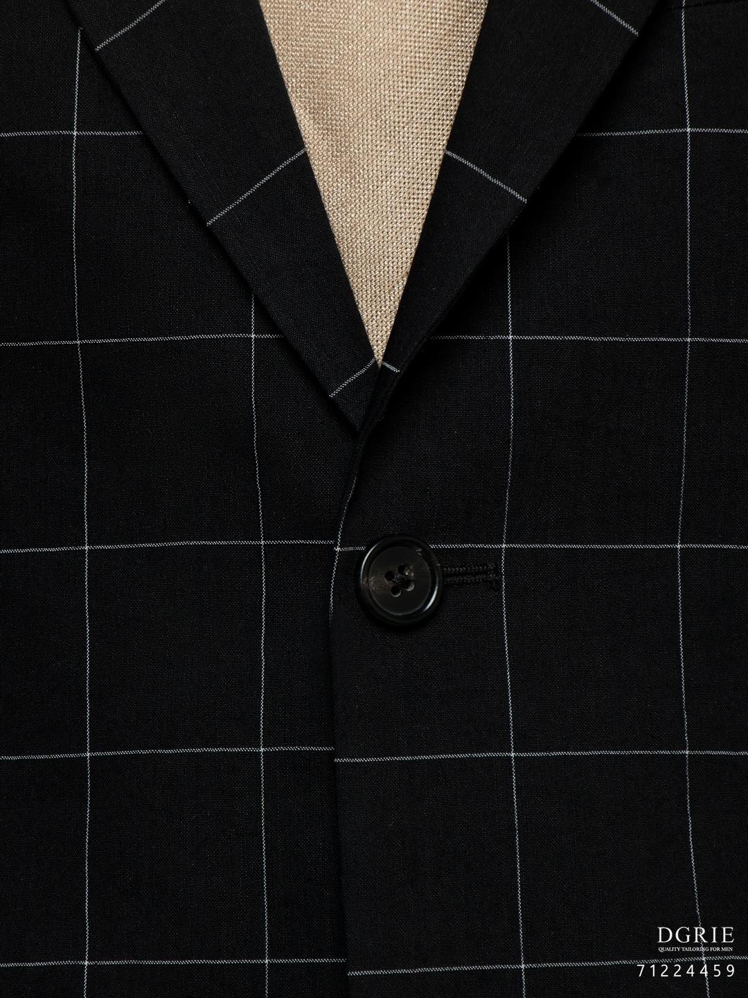 เสื้อสูทสีดำ ตาราง Black W/B Windowpane Wool Cotton Jacket - DGRIE