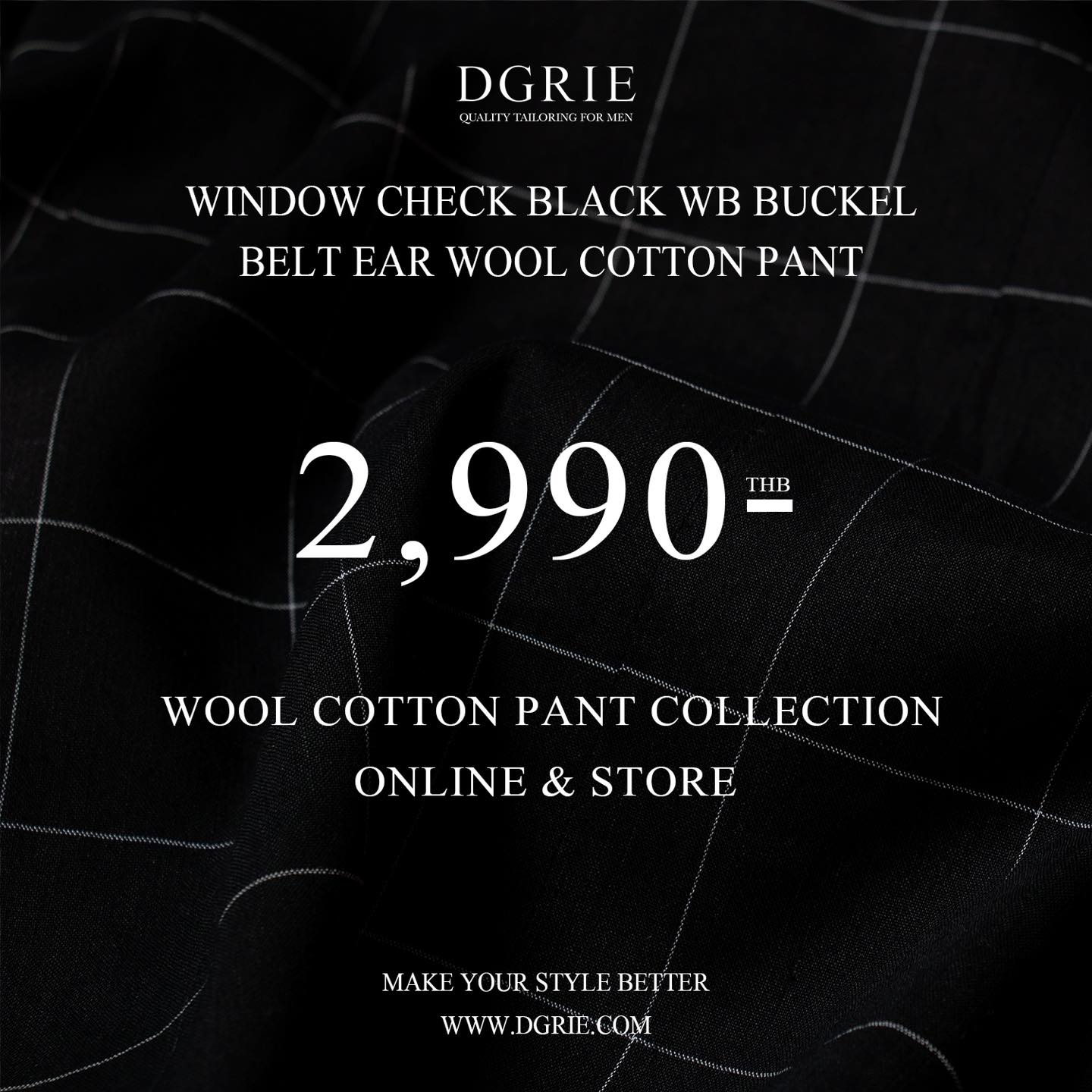 378966795_691274003035843_3516010963350019242_n กางเกงสีดำ ตาราง Black Windowpane Wool Cotton