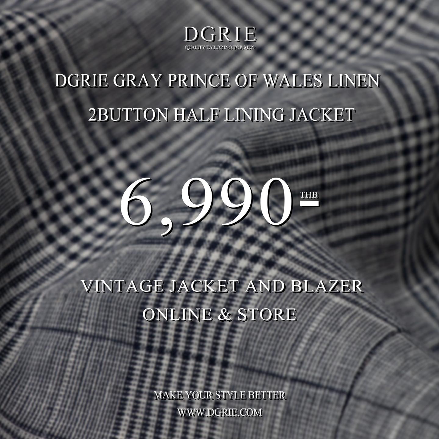 369355058_677747767721800_6492188872348725497_n แจ็คเก็ตสูทผ้าลินิน Blue Grey "Prince of Wales Check" Jacket