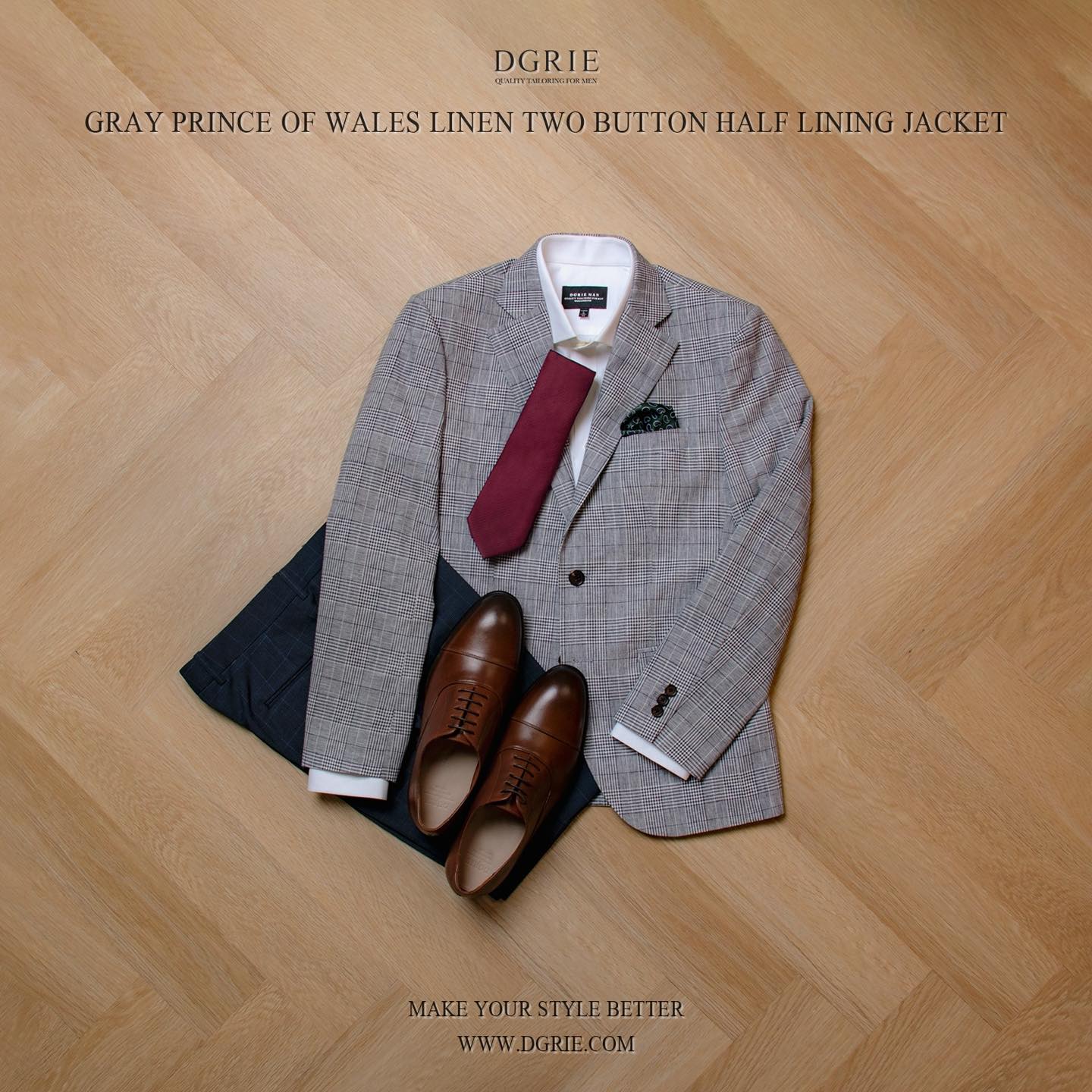 369176147_677747741055136_3123263519118777161_n แจ็คเก็ตสูทผ้าลินิน Blue Grey "Prince of Wales Check" Jacket