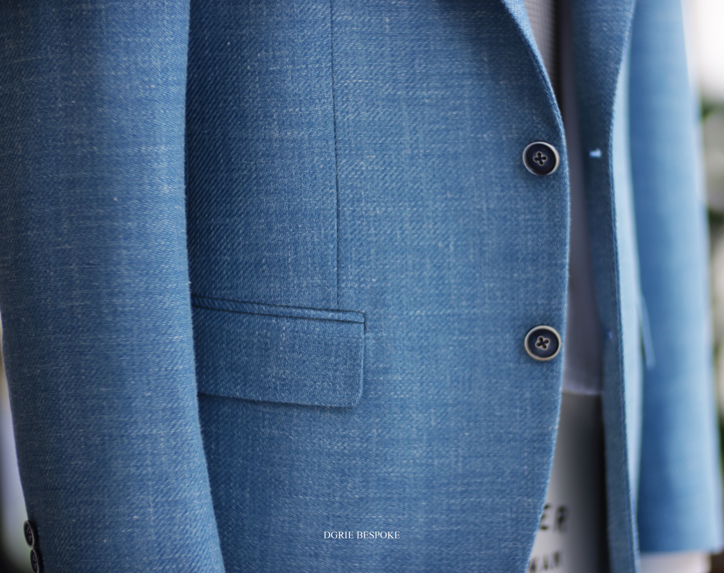 ร้านตัดสูท สีฟ้าผ้า ลินิน-ซิลค์ Blue Wool Linen Silk Suit