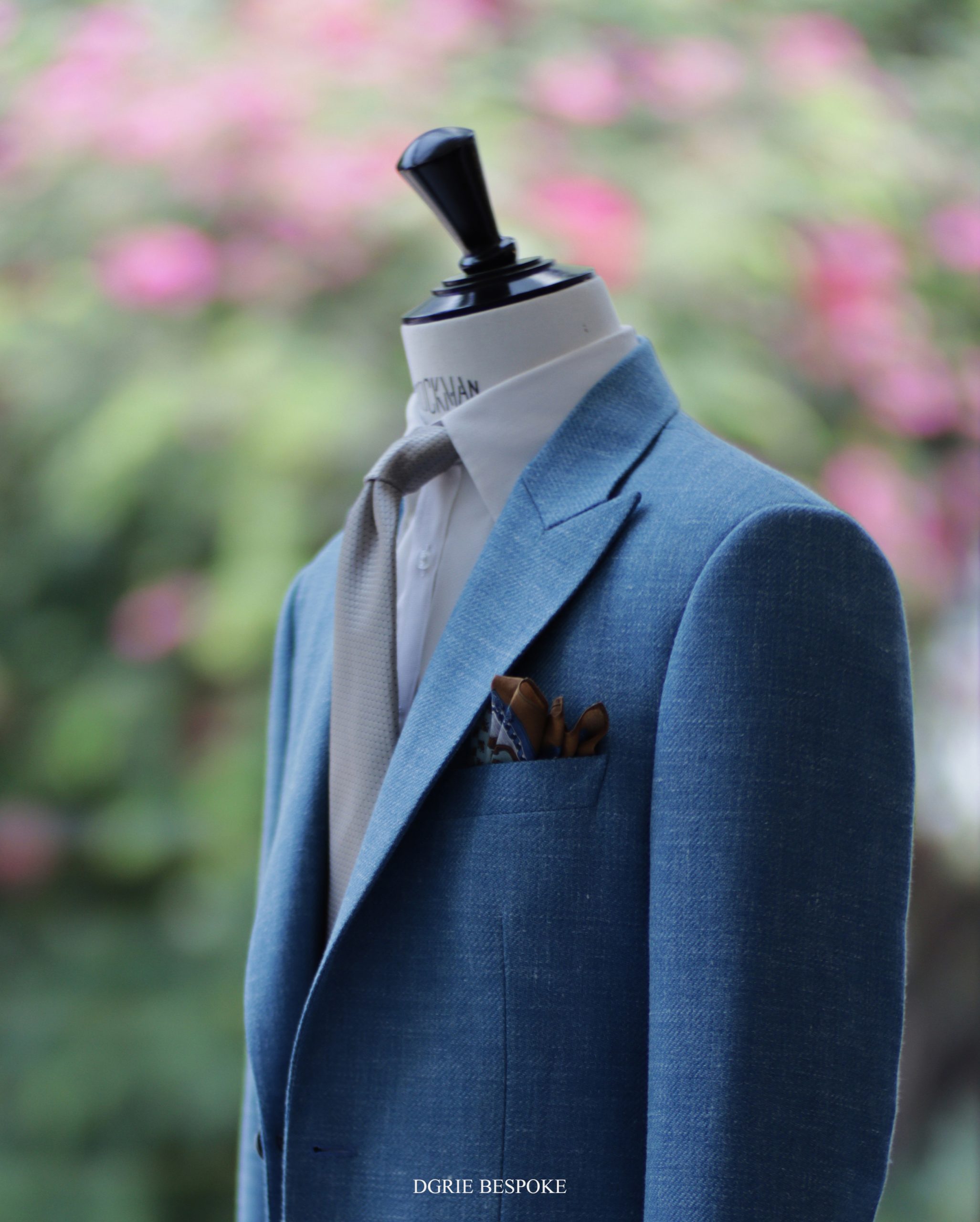 ร้านตัดสูท สีฟ้าผ้า ลินิน-ซิลค์ Blue Wool Linen Silk Suit