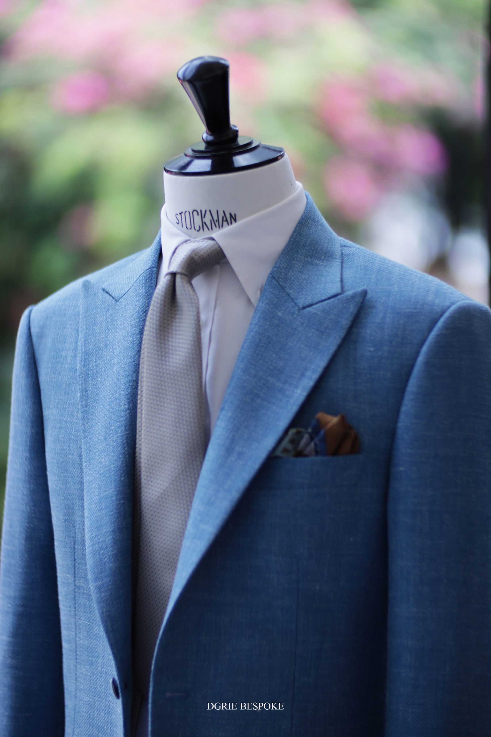 ร้านตัดสูท สีฟ้าผ้า ลินิน-ซิลค์ Blue Wool Linen Silk Suit