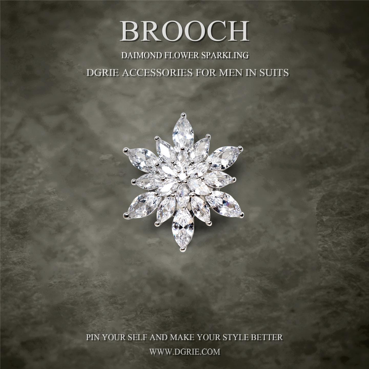 เข็มกลัดติดปกสูท Diamond Flower Sparkle Brooch