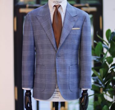 ร้านตัดสูท ตัดสูทลำลองลายตารางฟ้า DGRIE Blue Check Light Sport Jacket