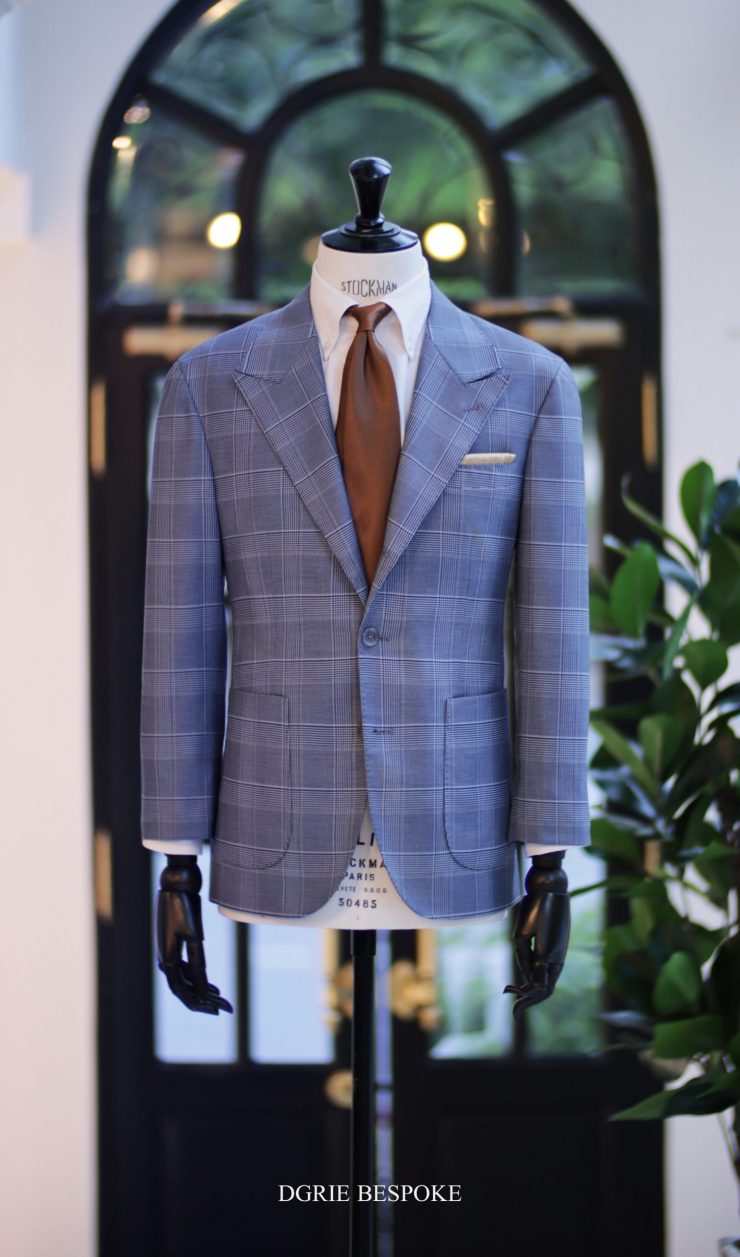 ร้านตัดสูท ตัดสูทลำลองลายตารางฟ้า DGRIE Blue Check Light Sport Jacket