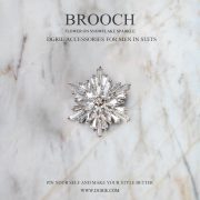 เข็มกลัดติดปกสูท เกล็ดหิมะ DGRIE Platinum Diamond Flower Snowflake Brooch