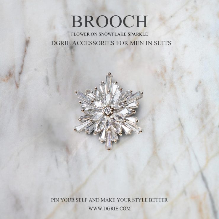 เข็มกลัดติดปกสูท เกล็ดหิมะ DGRIE Platinum Diamond Flower Snowflake Brooch 9 เข็มกลัดติดปกสูท เกล็ดหิมะ DGRIE Platinum Diamond Flower Snowflake Brooch