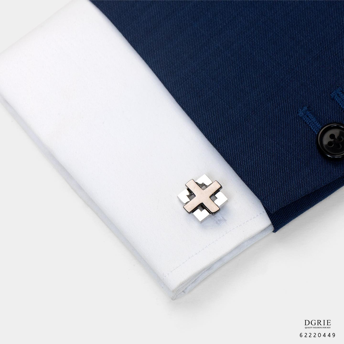 คัฟลิงค์สีเงินรุ่นทูโทน - Positive Square Cufflinks