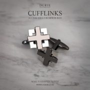 คัฟลิงค์สีเงินรุ่นทูโทน - Positive Square Cufflinks