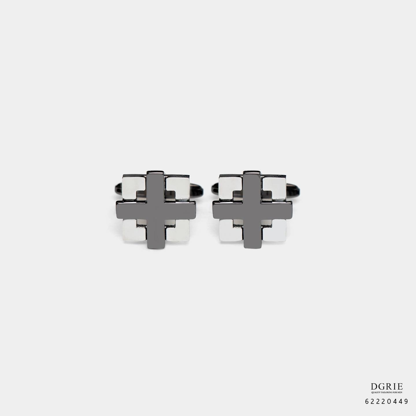 คัฟลิงค์สีเงินรุ่นทูโทน - Positive Square Cufflinks