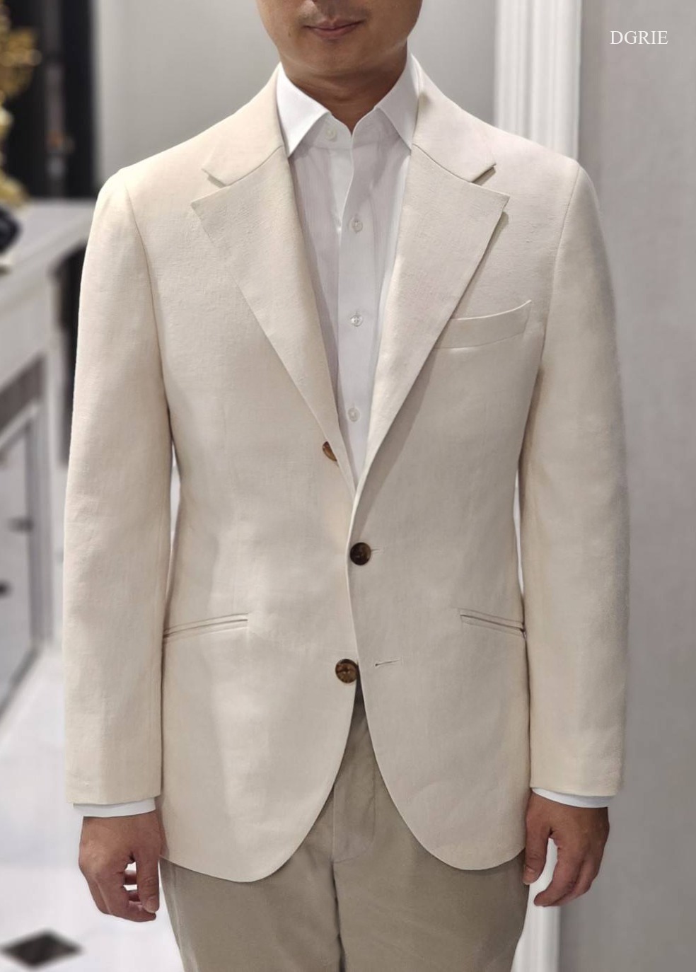 ตัดสูทลินิน สีขาว Ivory White Linen Smart Jacket