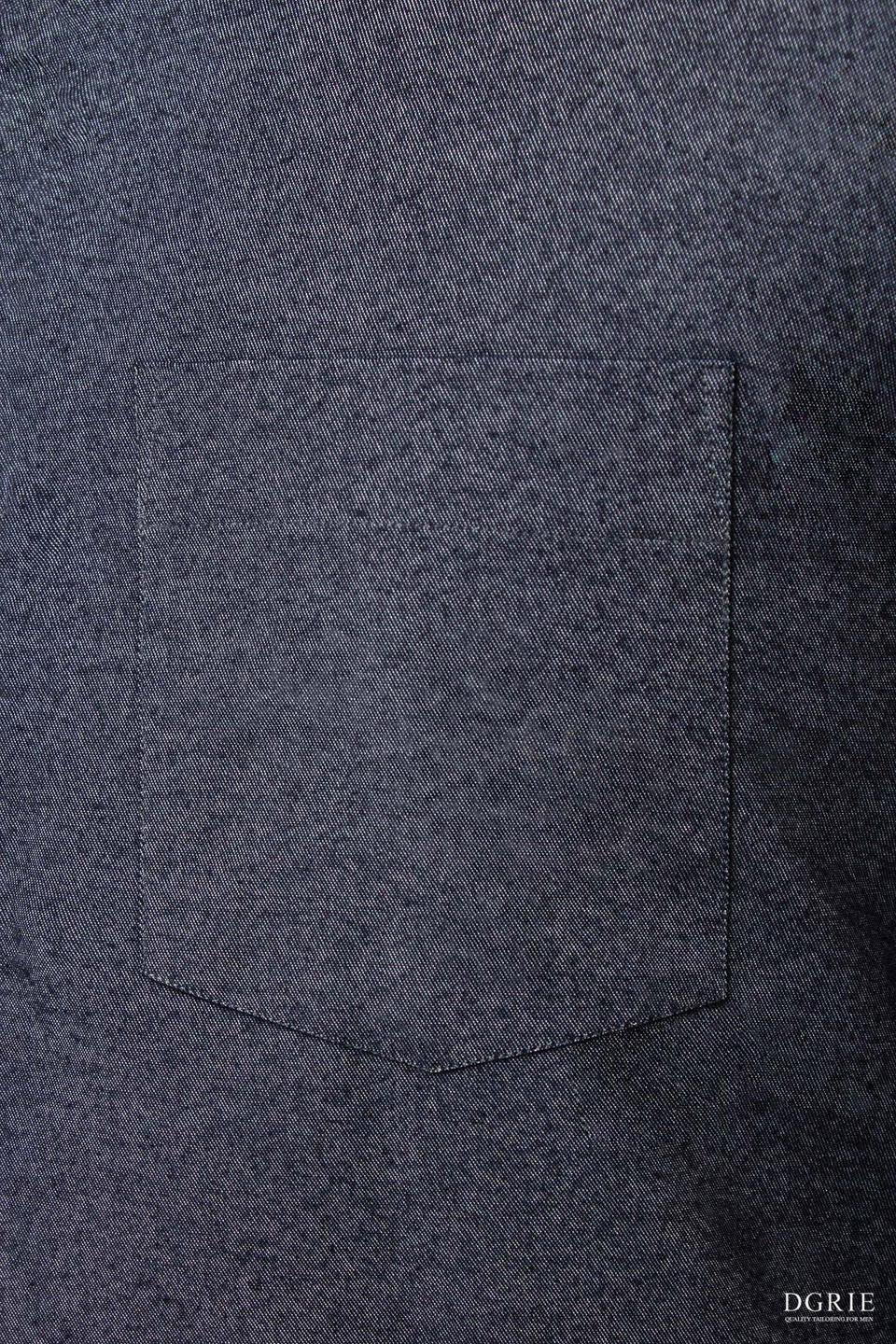 เสื้อเชิ้ตยีนส์ Navy Blue Denim Button Down Shirt - Dgrie