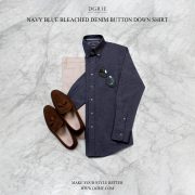 เสื้อเชิ้ตยีนส์ Navy Blue Denim Button Down Shirt - Dgrie