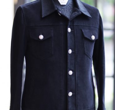 ตัดเสื้อแจ็คเก็ตผ้าลูกฟูก สีดำ Short corduroy Jacket metal buttons