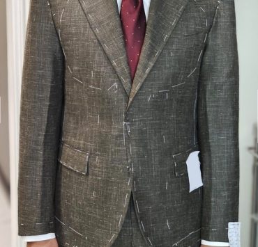 ตัดสูท Fitting 2nd Dark Olive Green Wool Silk Linen Suit