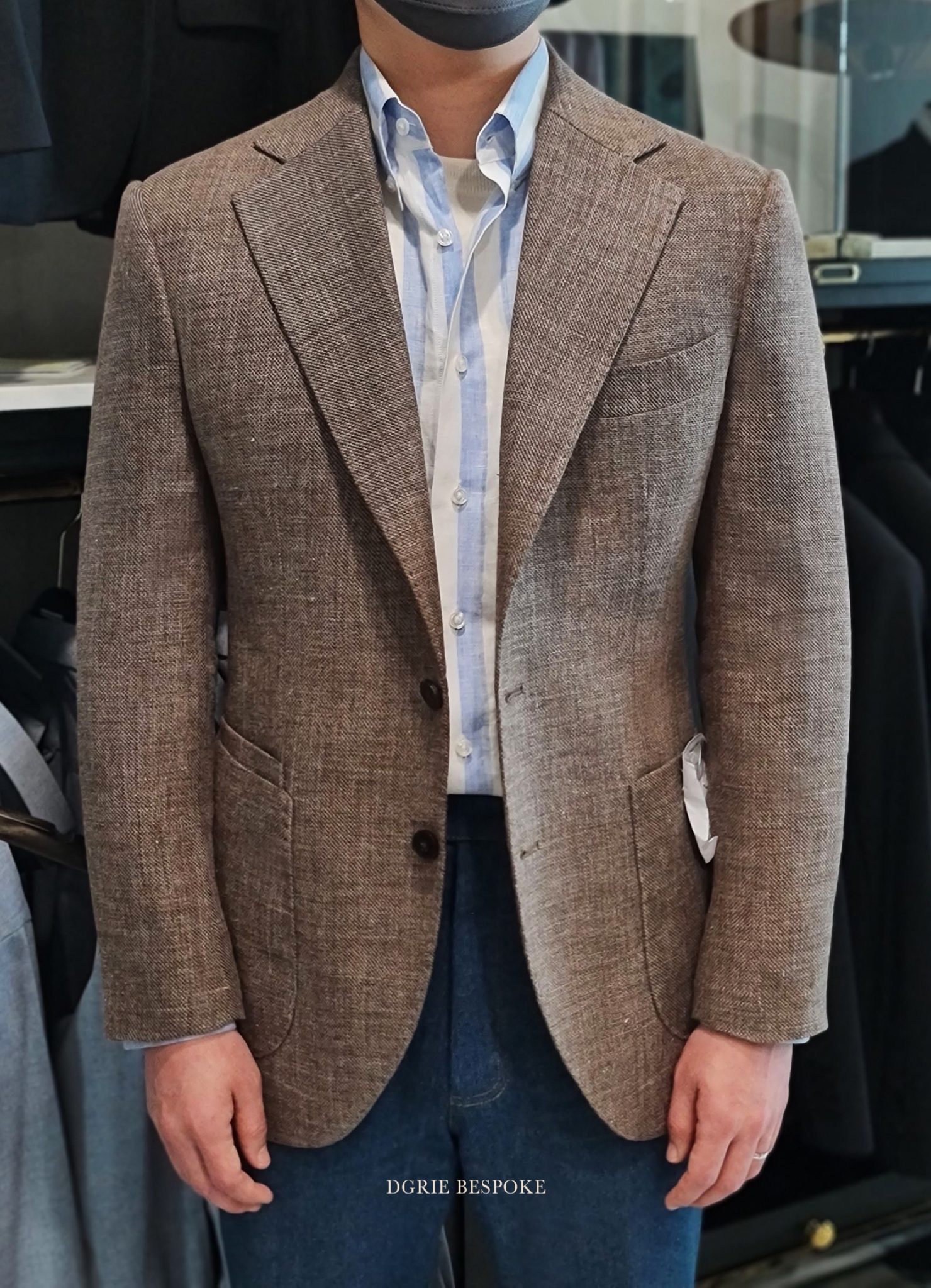 ตัดสูทสไตล์วินเทจสีน้ำตาล DGRIE Italy Brown Wool Linen Blazer