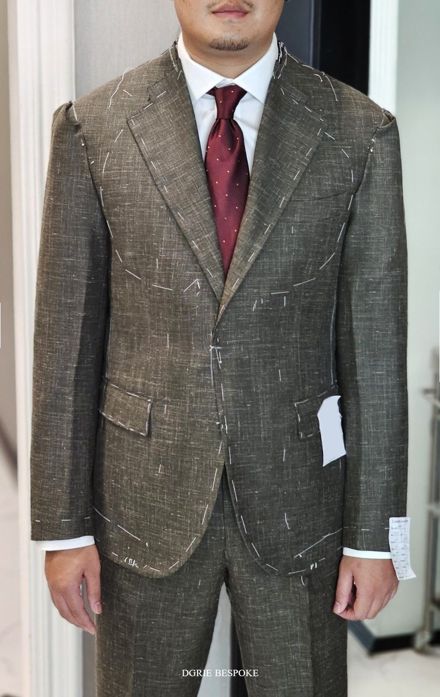 ตัดสูท Fitting 2nd Dark Olive Green Wool Silk Linen Suit