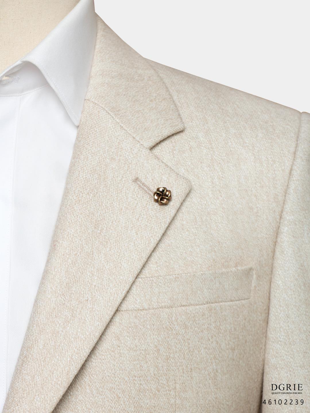 เสื้อสูทผ้าวูล สีครีม Beige Two Tone Flannal Wool Gold Leaf Jacket