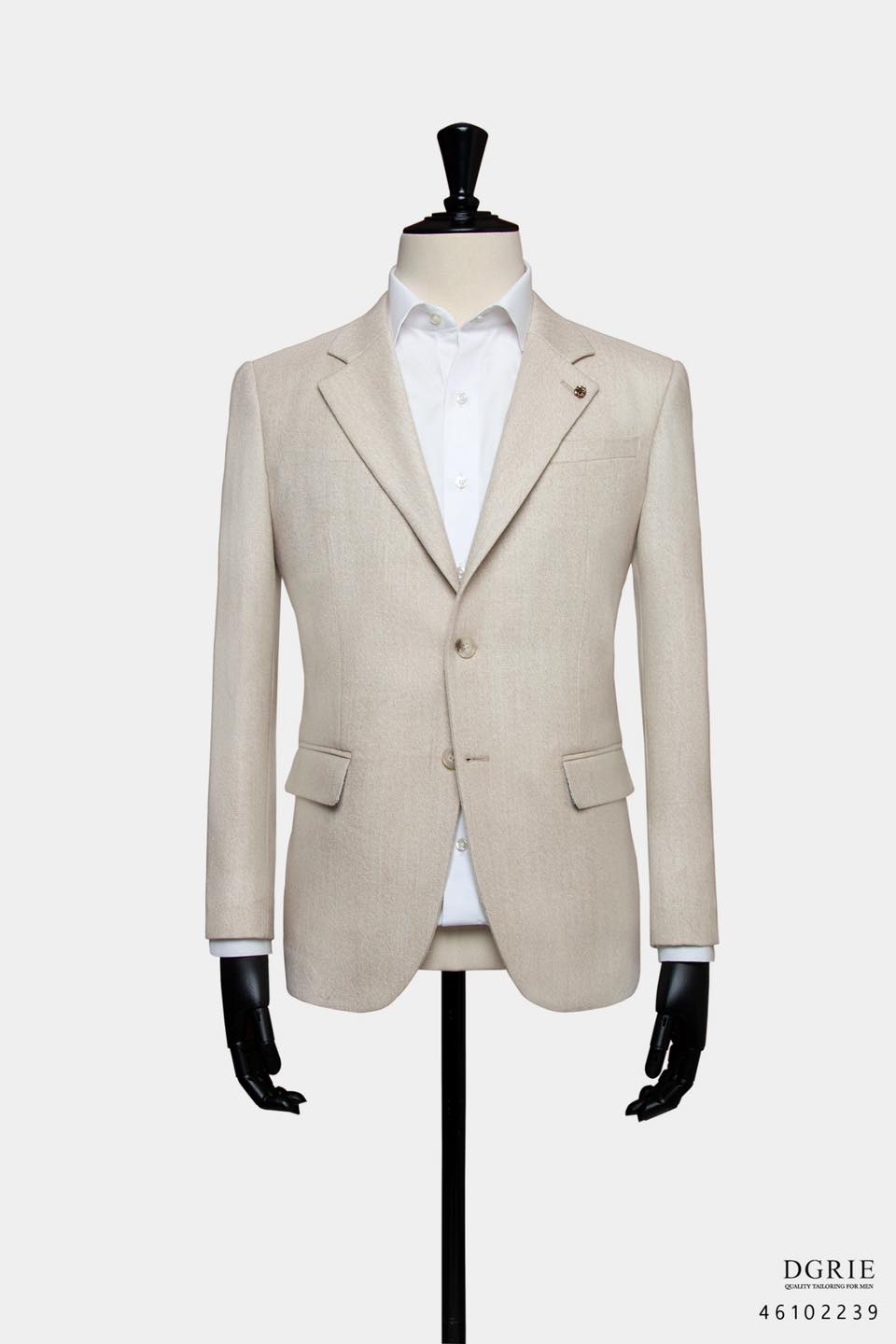 เสื้อสูทผ้าวูล สีครีม Beige Two Tone Flannal Wool Gold Leaf Jacket