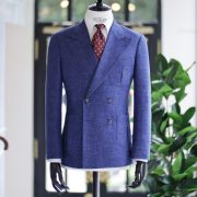ร้านตัดสูท สไตล์วินเทจ DGRIE Blue Wool Silk Linen DB Military Jacket