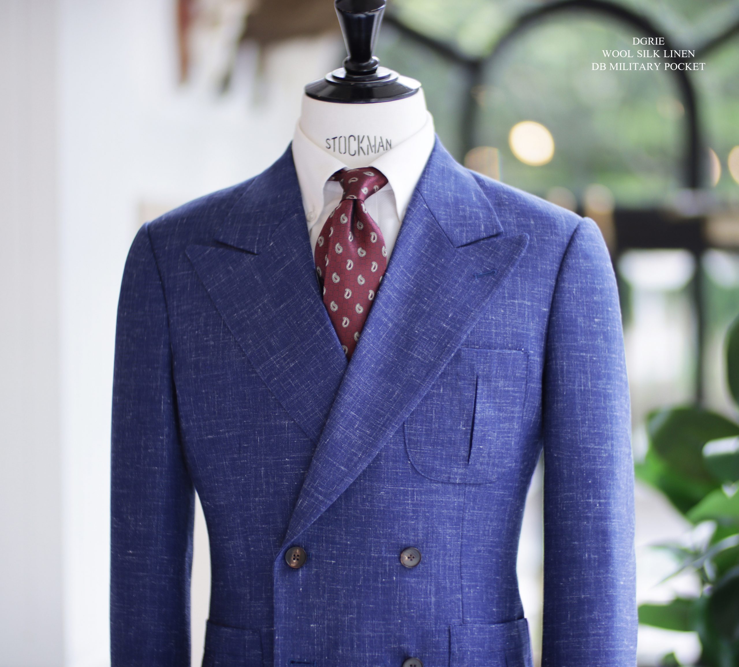 ร้านตัดสูท สไตล์วินเทจ DGRIE Blue Wool Silk Linen DB Military Jacket