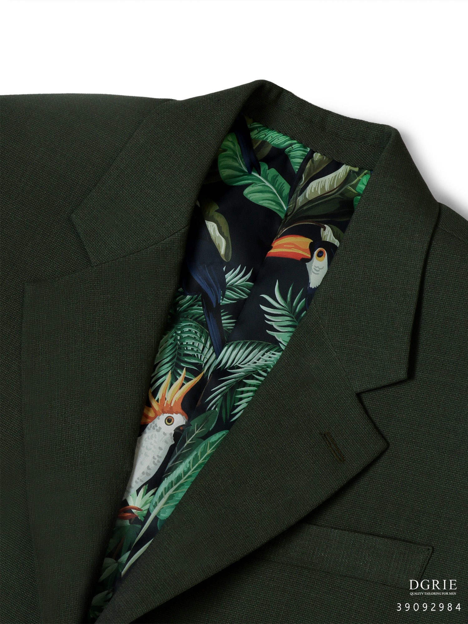 IMG_5232 เสื้อสูทสีเขียว DGRIE Hopsack Green Notch Lapel Jacket