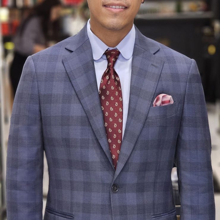 ตัดสูท ลายตารางสีน้ำเงิน DGRIE WINDOW NAVY SUIT