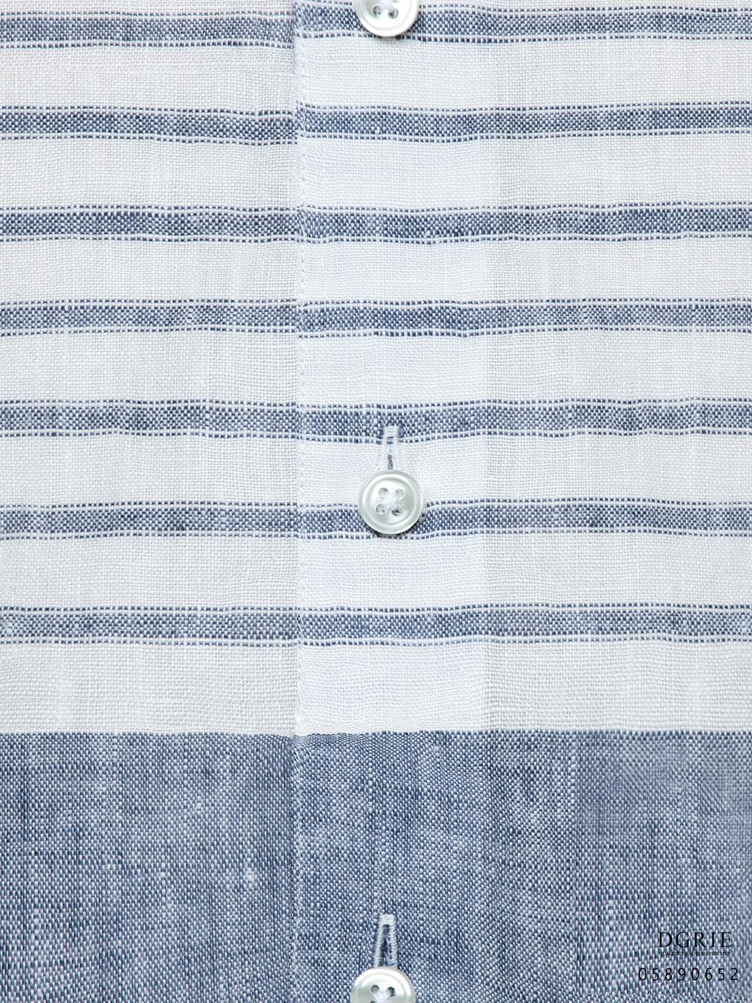 เสื้อเชิ้ตลินิน ลายทาง Horizontal Linen Stripe Shirt