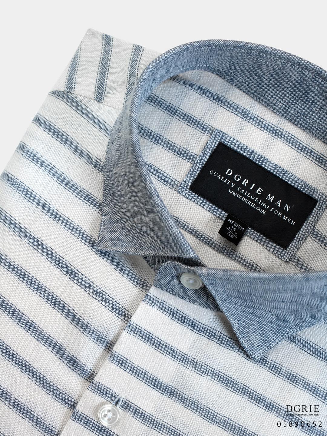 เสื้อเชิ้ตลินิน ลายทาง Horizontal Linen Stripe Shirt