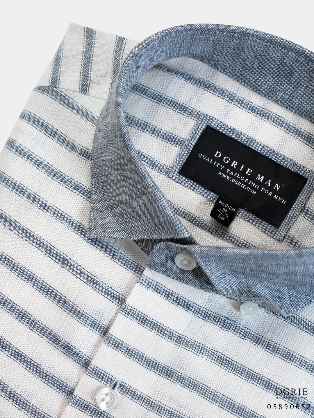 เสื้อเชิ้ตลินิน ลายทาง Horizontal Linen Stripe Shirt