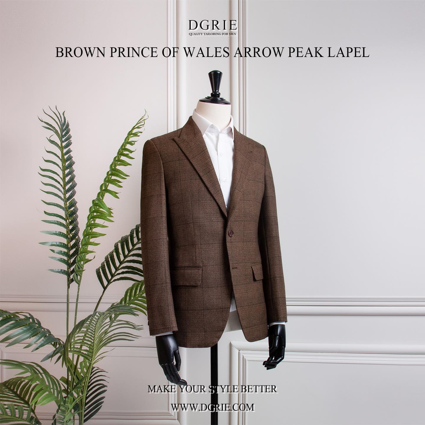 ตัดสูท Prince of Wales Flannel Dark Brown Blazer
