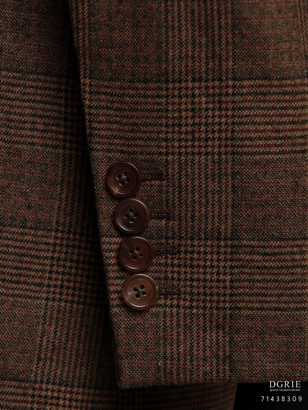 เสื้อสูท ชุดสูท Prince of Wales Flannel Dark Brown Blazer