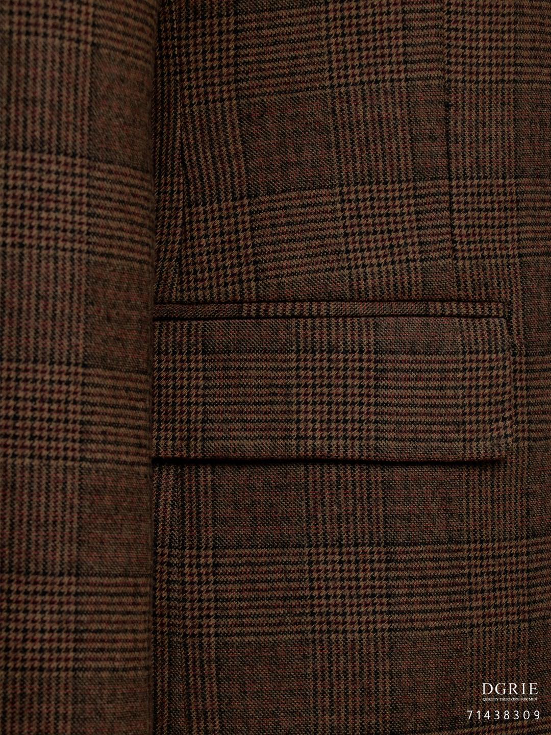 เสื้อสูท ชุดสูท Prince of Wales Flannel Dark Brown Blazer