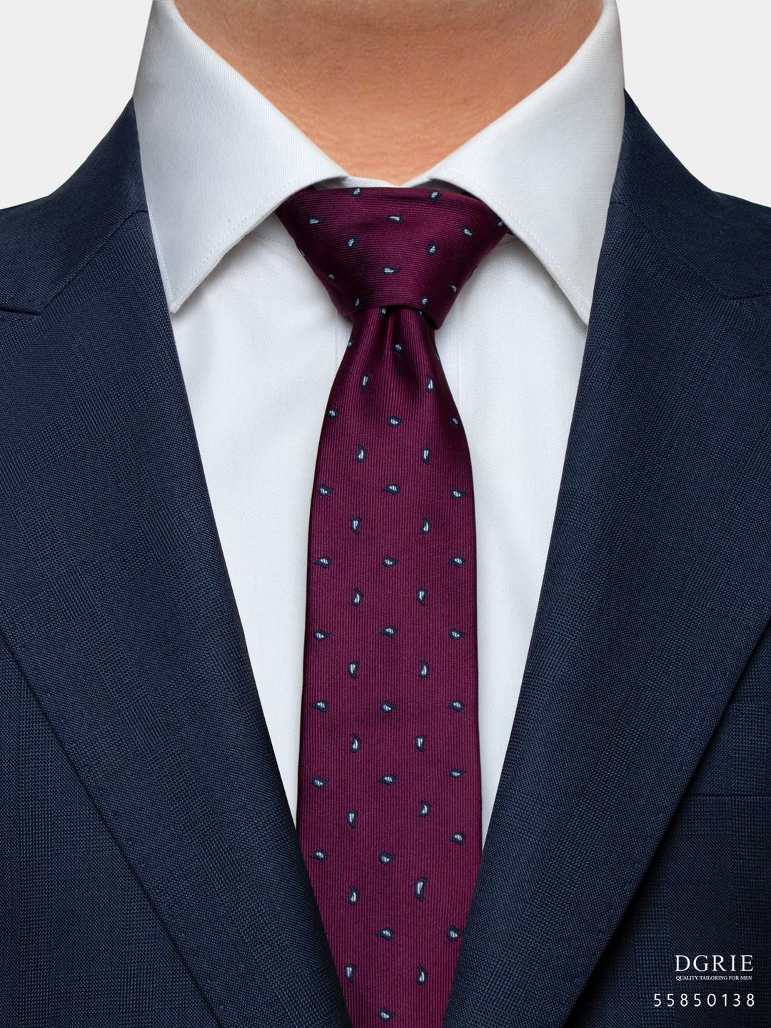 เนคไท สีแดง Red & Burgundy 3 Inch 100% Silk Ties - DGRIE