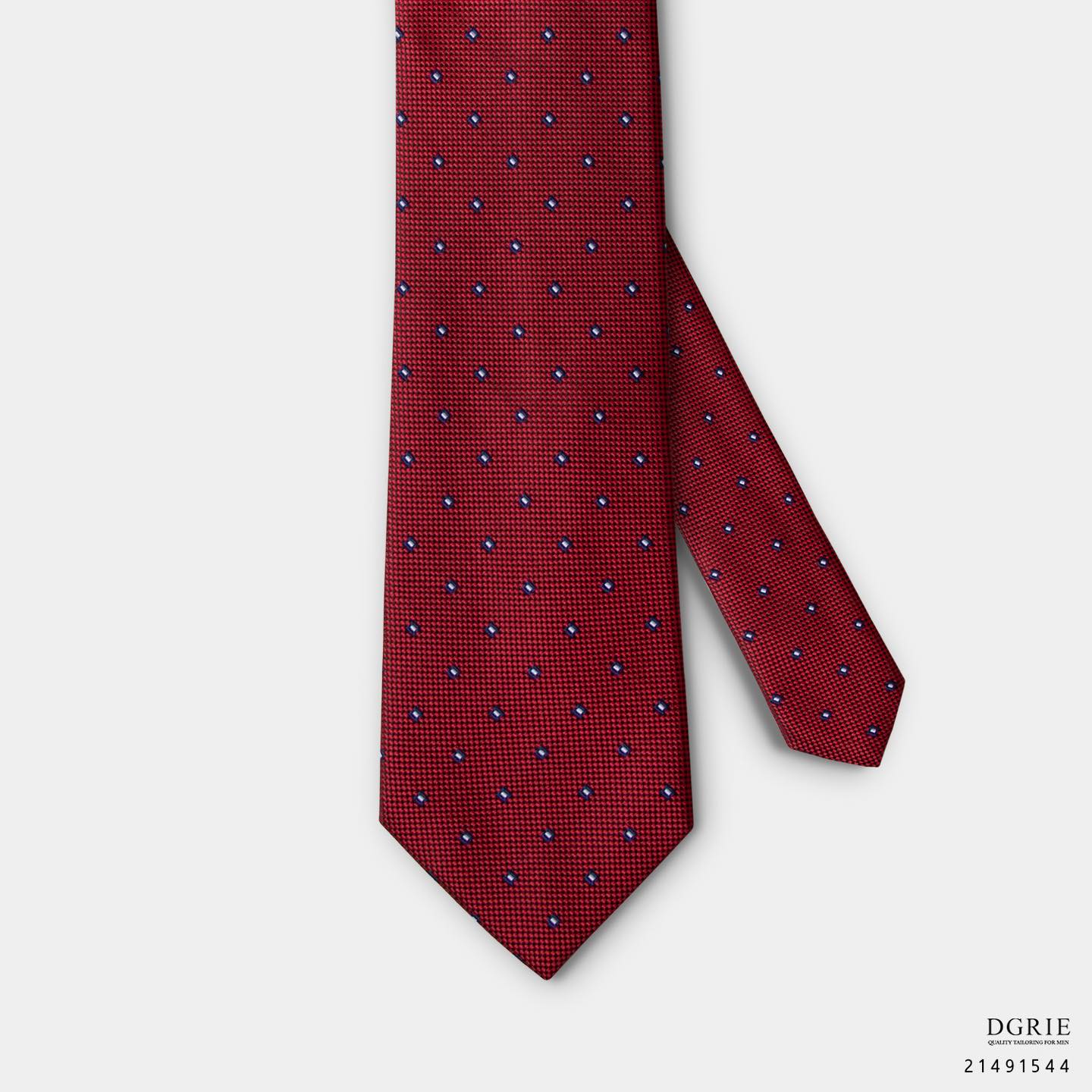 เนคไท สีแดง Red & Burgundy 3 Inch 100% Silk Ties - DGRIE