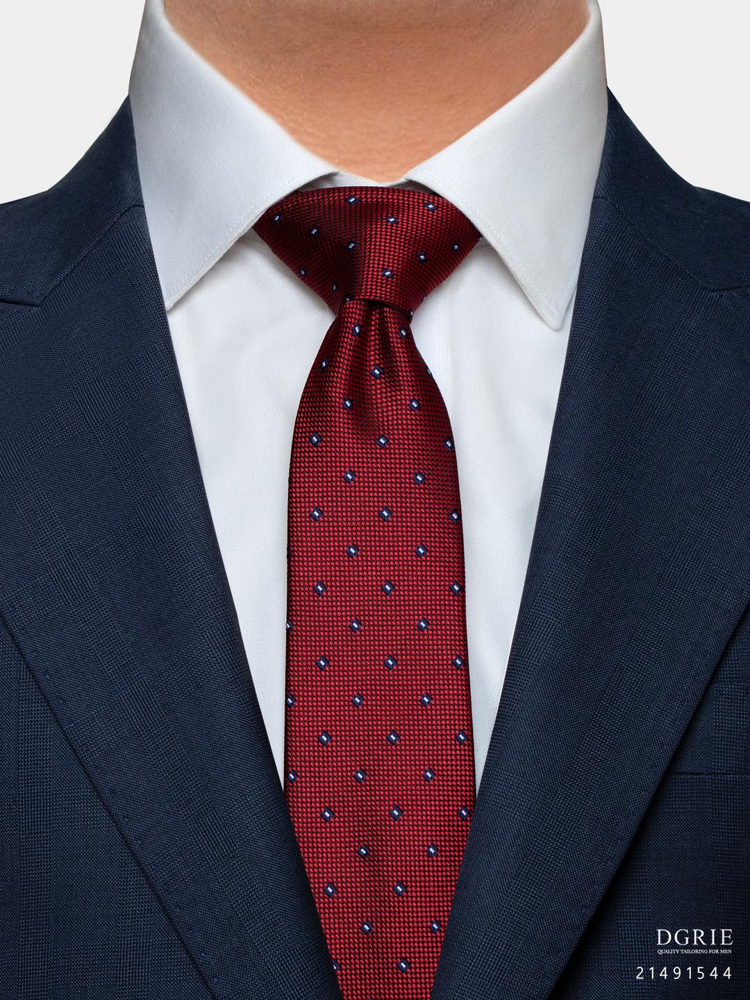 เนคไท สีแดง Red & Burgundy 3 Inch 100% Silk Ties - DGRIE