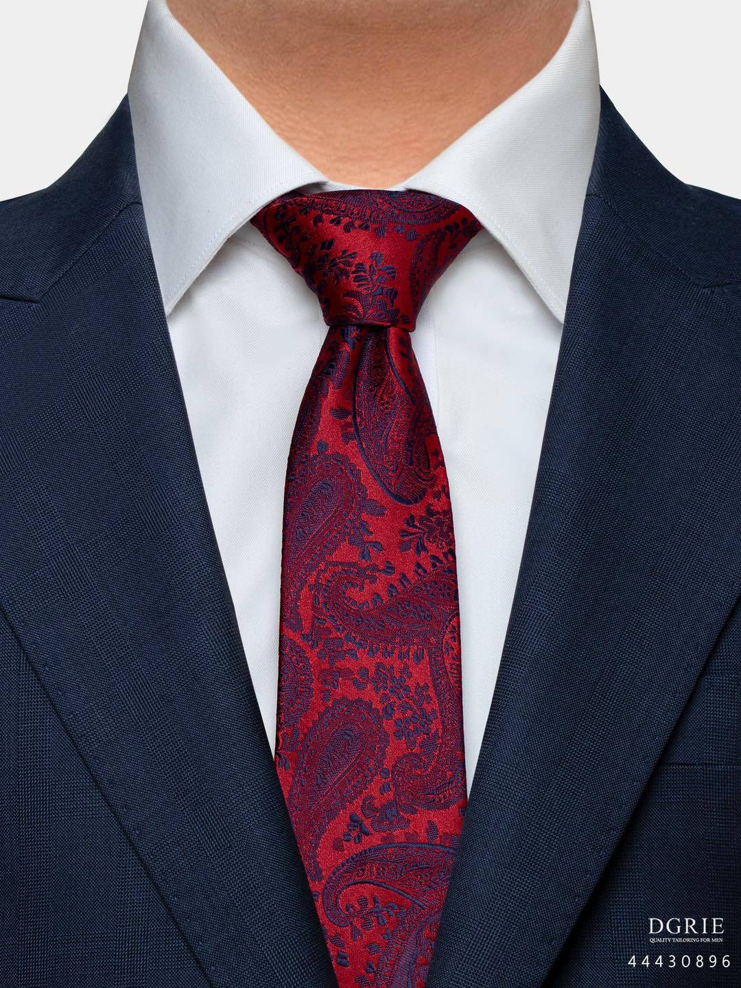 เนคไท สีแดง Red & Burgundy 3 Inch 100% Silk Ties - DGRIE
