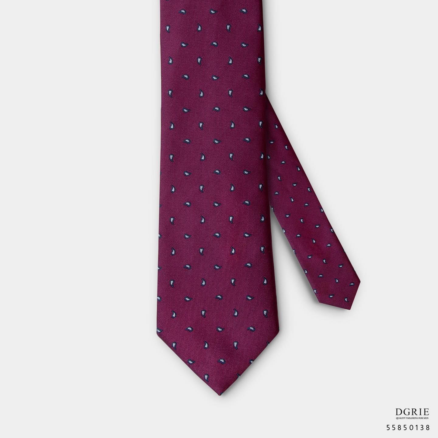 เนคไท สีแดง Red & Burgundy 3 Inch 100% Silk Ties - DGRIE