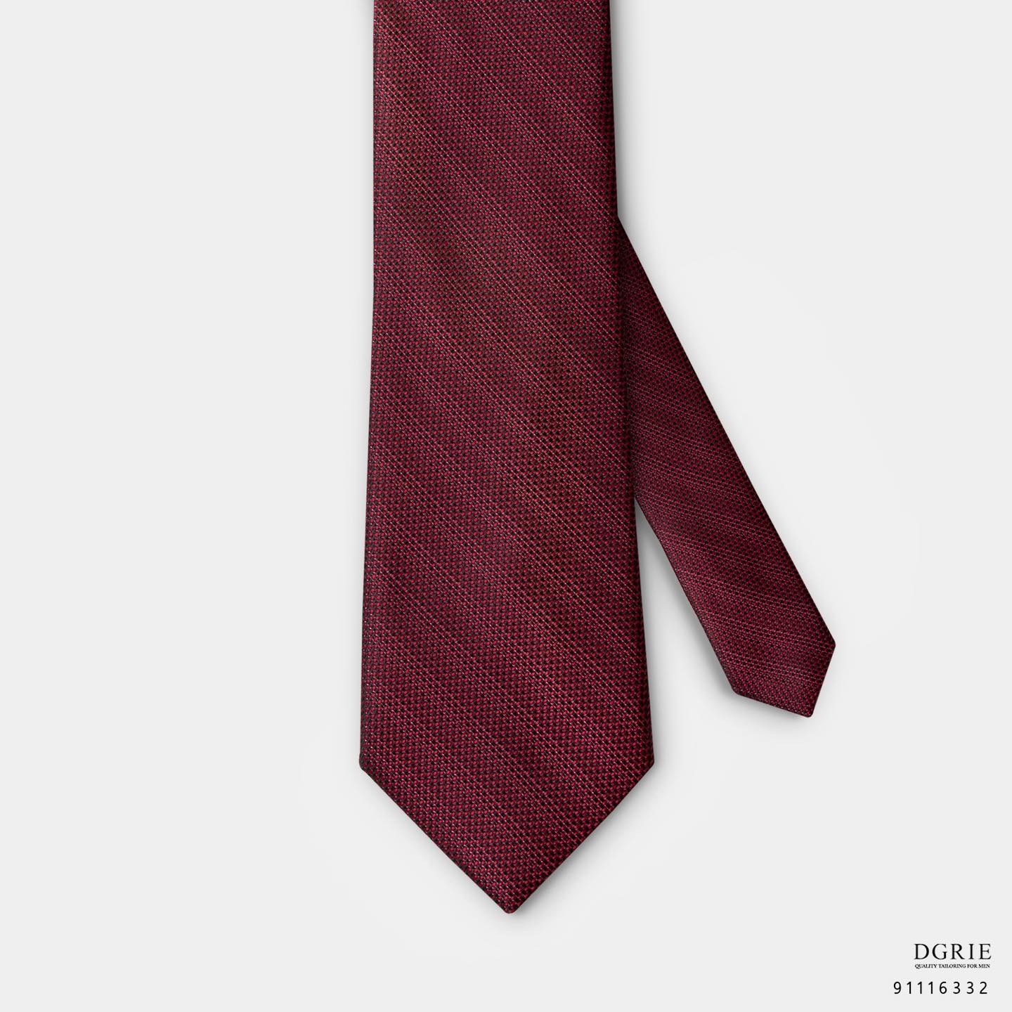 เนคไท สีแดง Red & Burgundy 3 Inch 100% Silk Ties - DGRIE