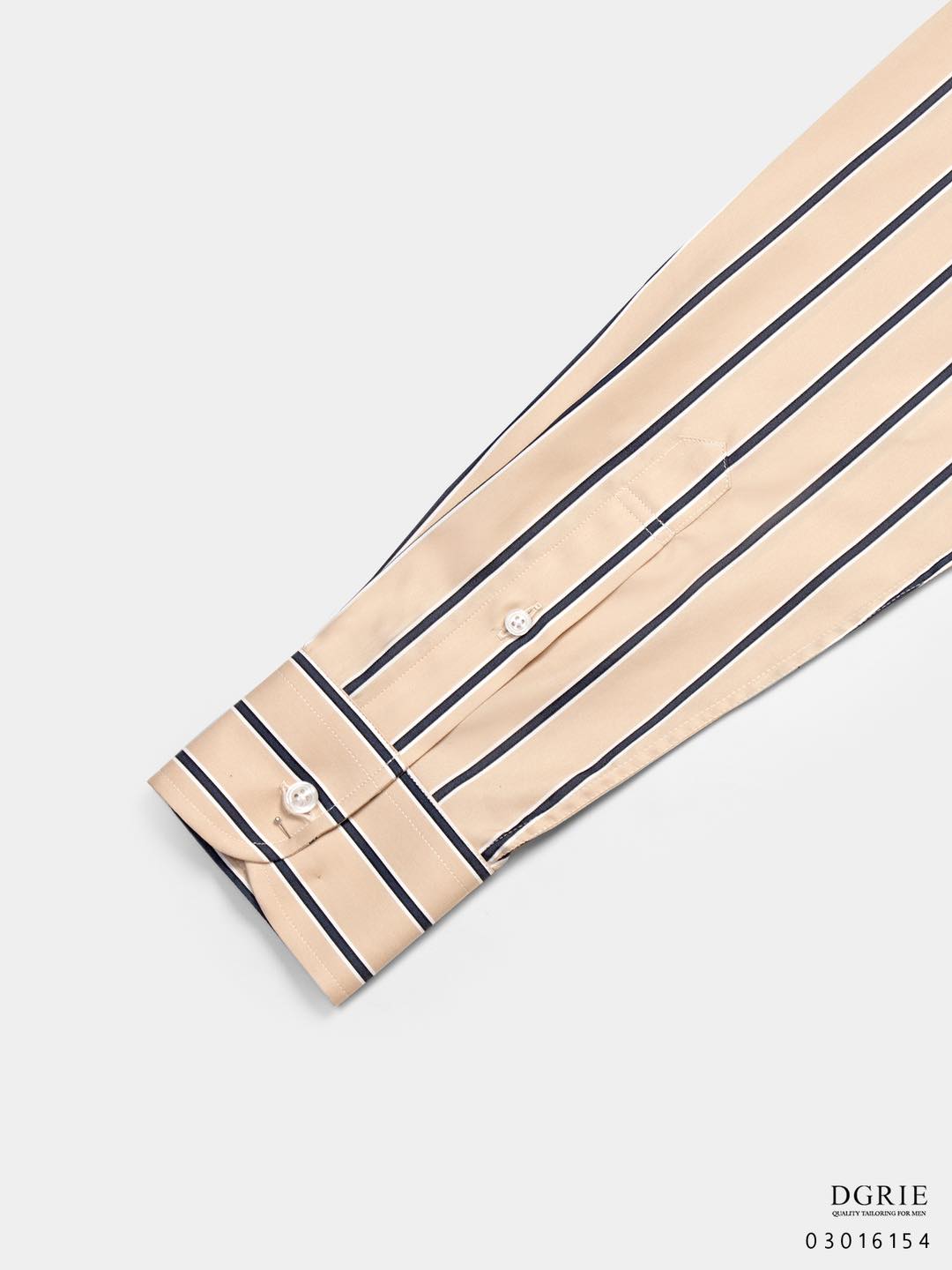 เสื้อเชิ้ตสีครีม ลายทาง Beige Stripes Two Tone Shirt