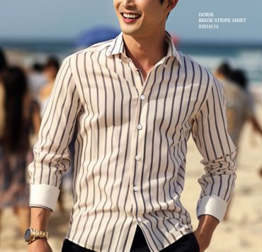 เสื้อเชิ้ตสีครีม ลายทาง Beige Stripes Two Tone Shirt 15 เสื้อเชิ้ตสีครีม ลายทาง Beige Stripes Two Tone Shirt