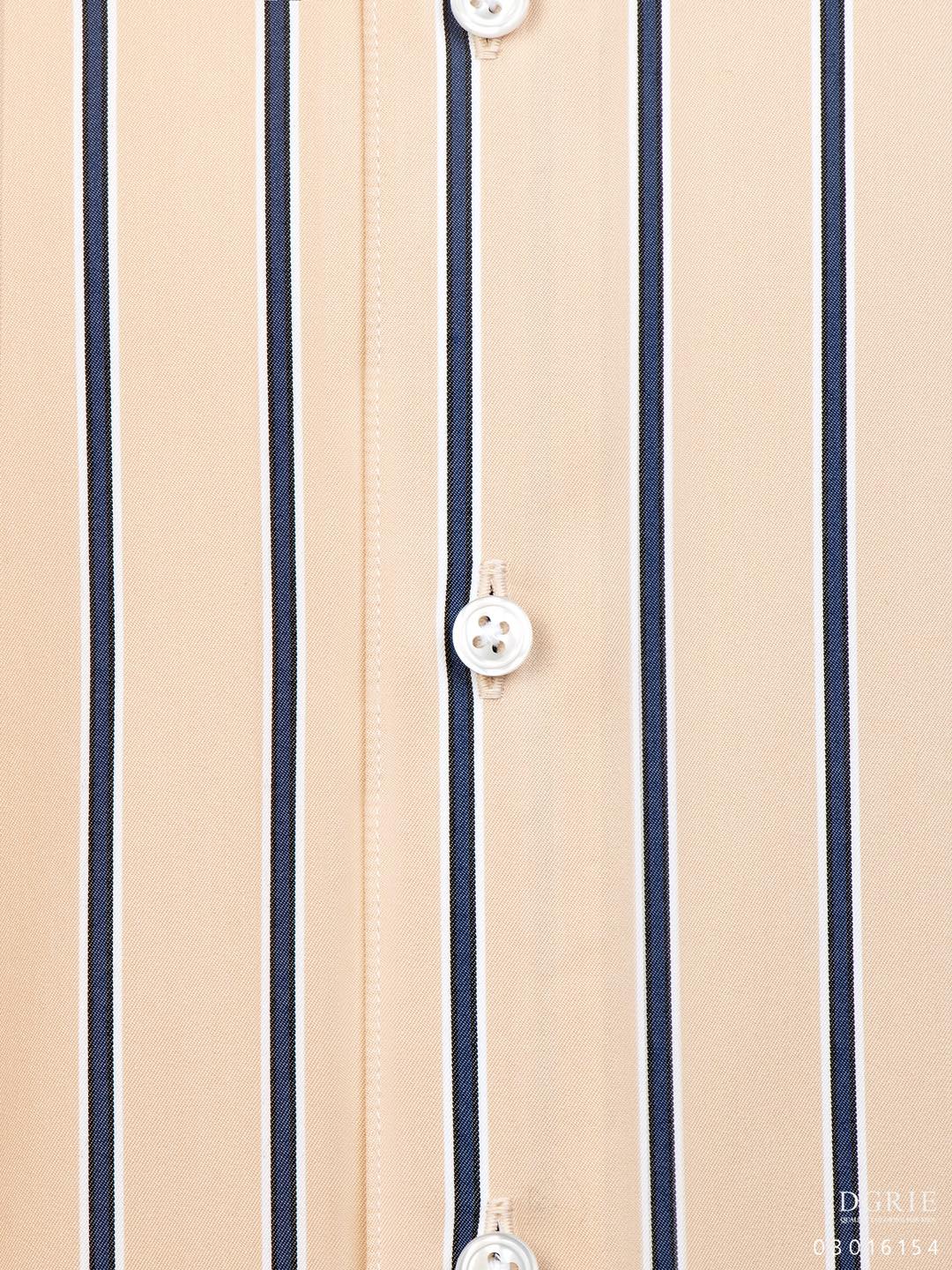 เสื้อเชิ้ตสีครีม ลายทาง Beige Stripes Two Tone Shirt