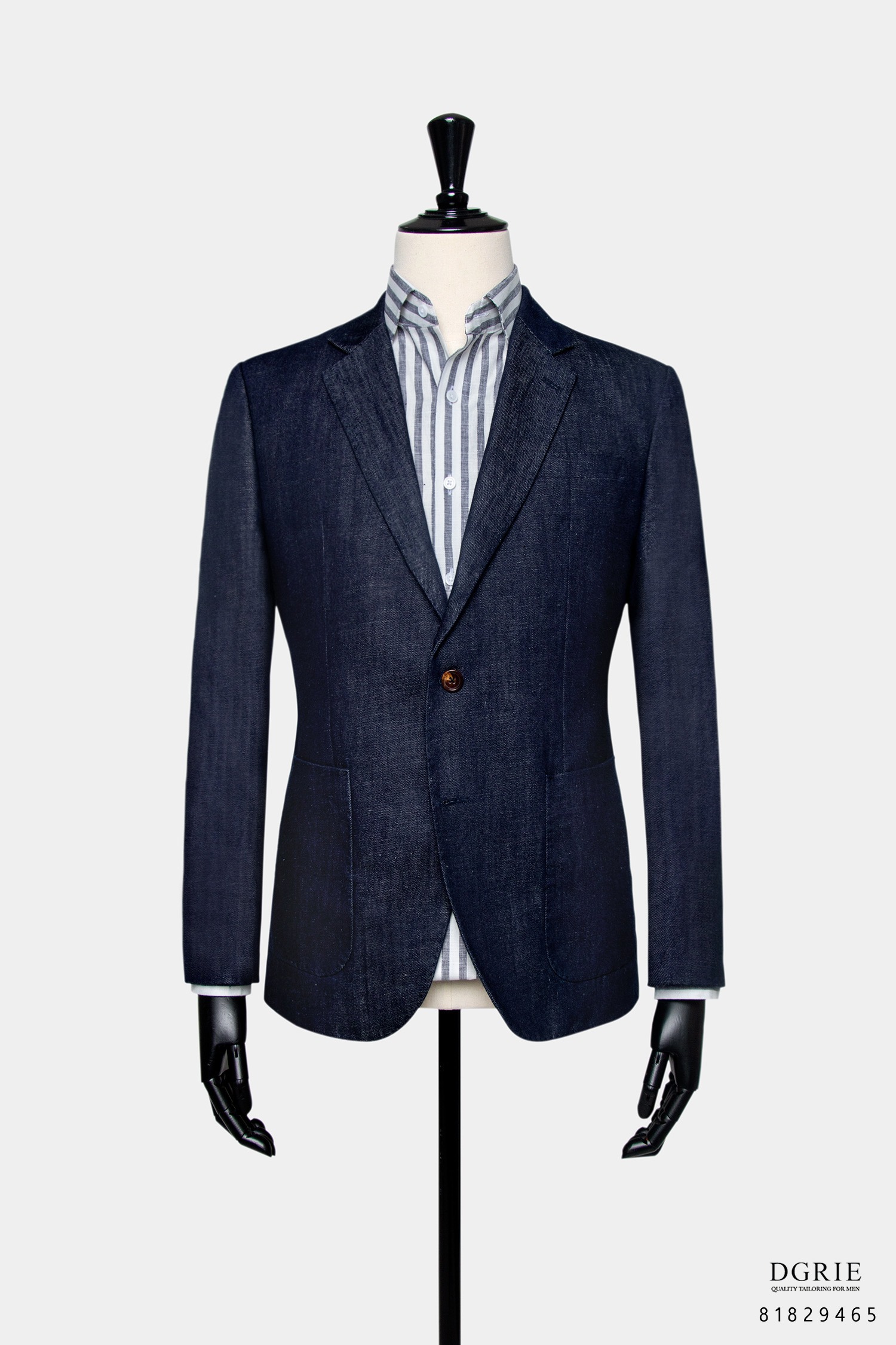 สูทยีนส์ Denim Notch Lapel Patch Pocket Jacket- DGRIE