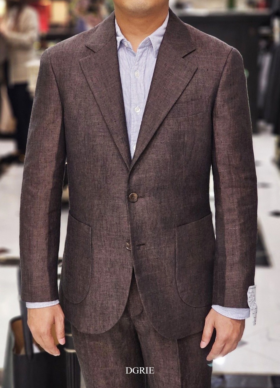 ตัดสูท ผ้าลินิน DGRIE Brown Linen Smart Casual Suits