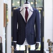 ตัดสูทหางม้า DGRIE NAVY BIRDSEYE FULL CANVAS SUIT