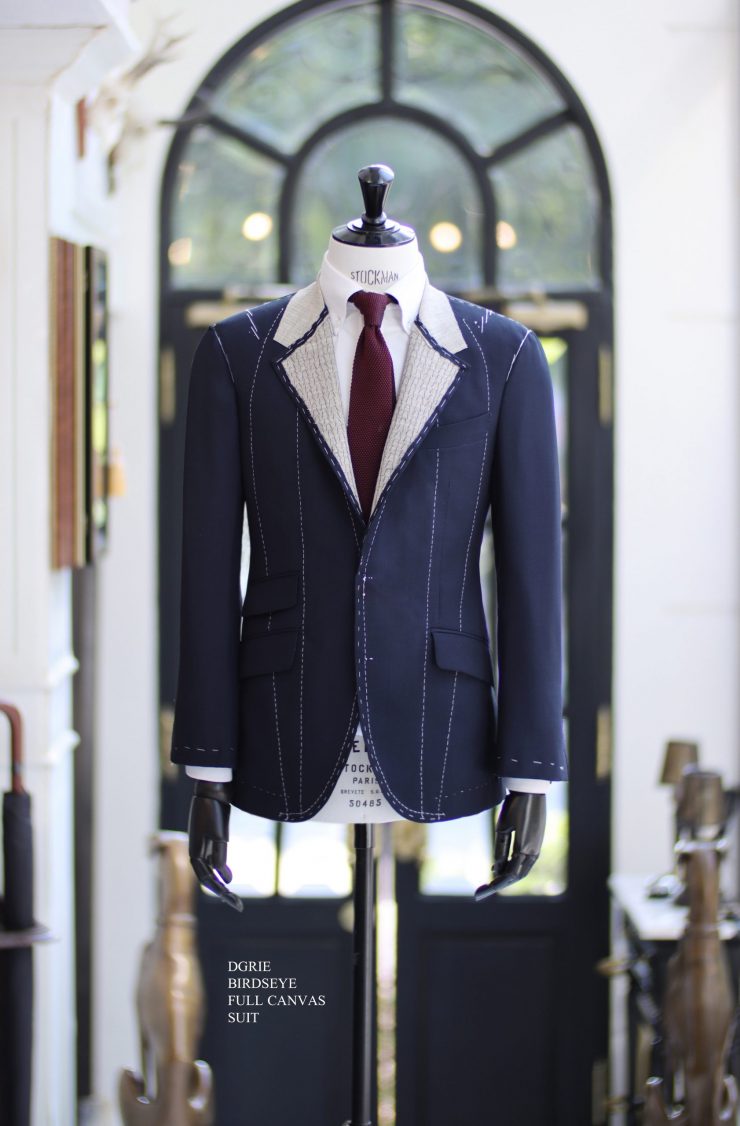 ตัดสูทหางม้า DGRIE NAVY BIRDSEYE FULL CANVAS SUIT